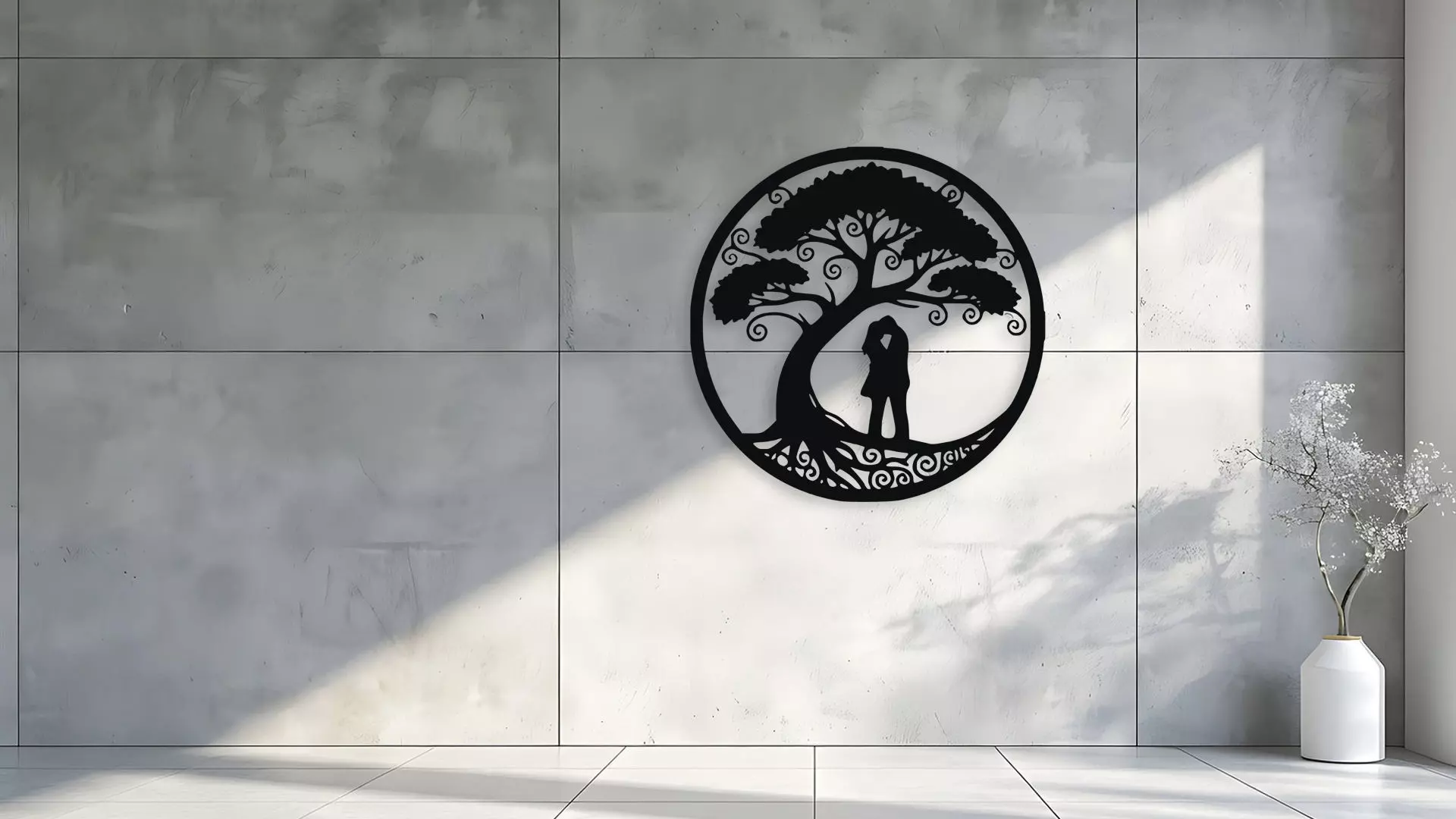 Tree of Life Couple Kissing Wall Decor Art 3D model_1