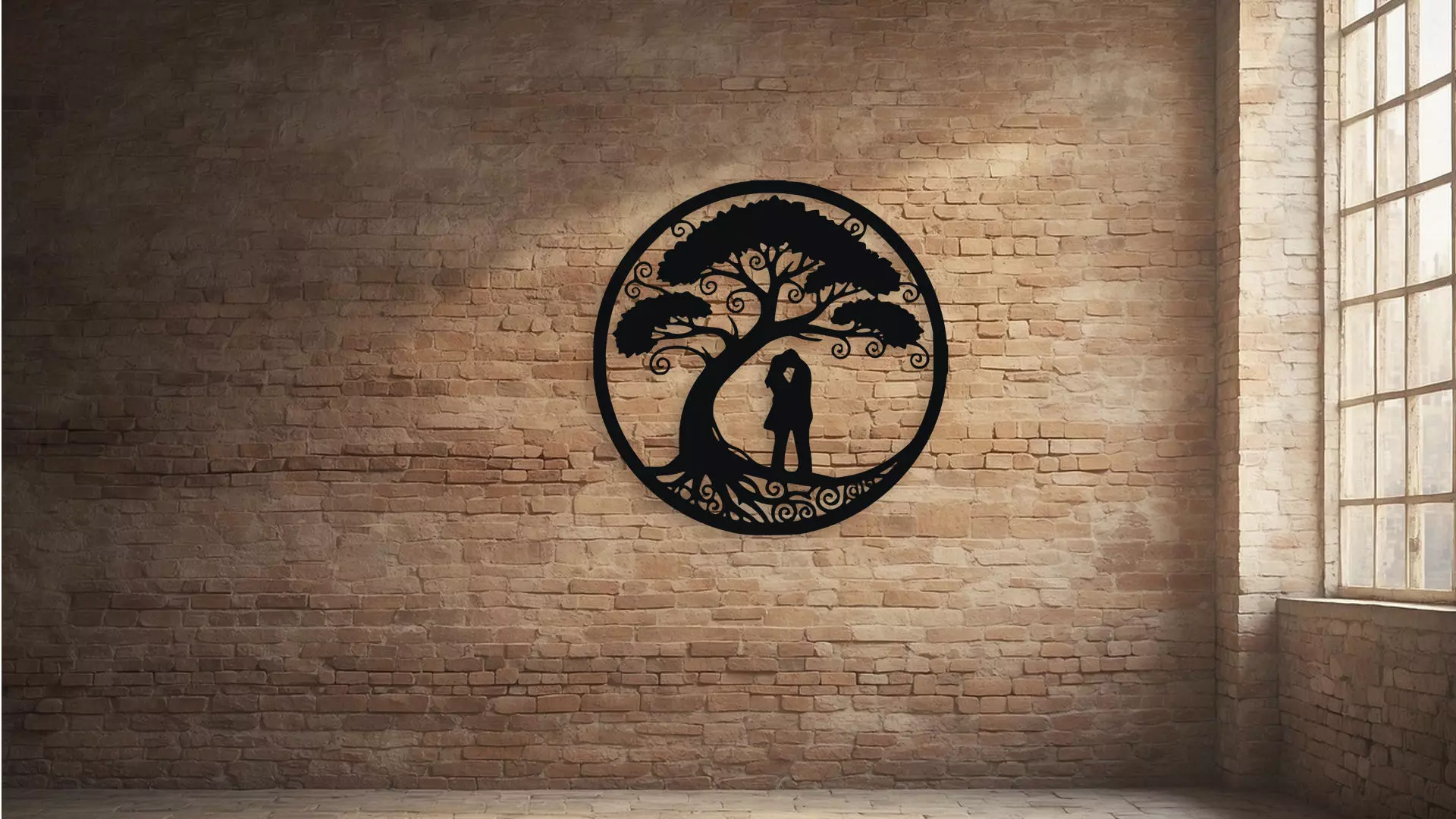 Tree of Life Couple Kissing Wall Decor Art 3D model_2