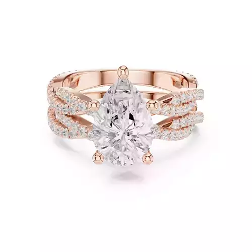 Twisted Shank Pear Cut Diamond Wedding Ring Set 3DM STL Video