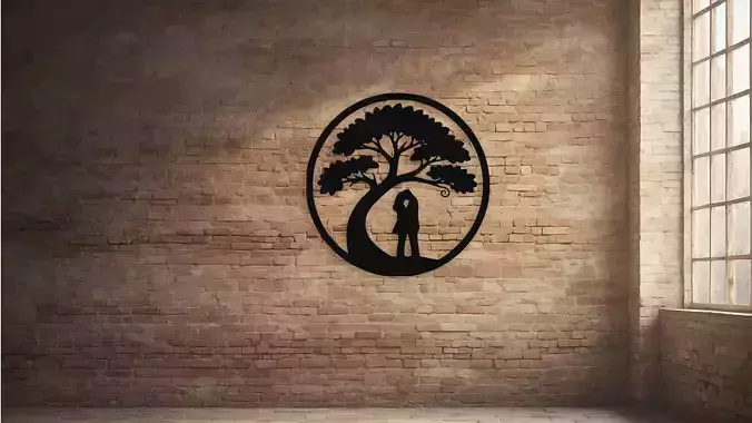 Love Tree Couple Silhouette Wall Art