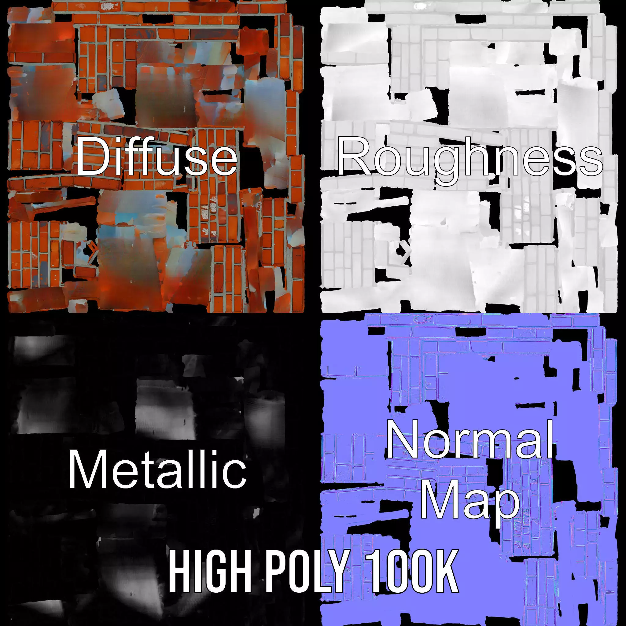 Red Brick Wall model pack Low-poly 3D model_4