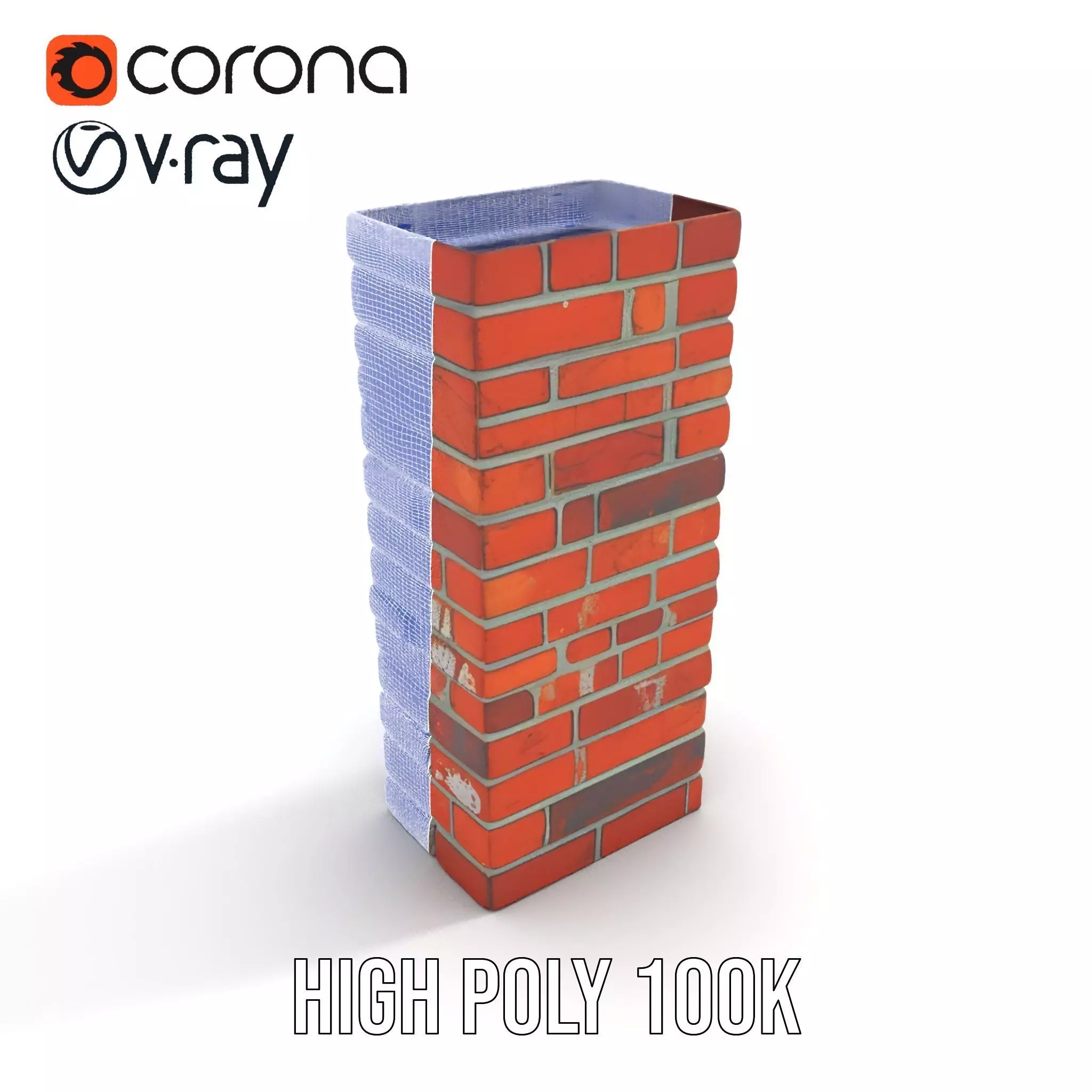 Red Brick Wall model pack Low-poly 3D model_34