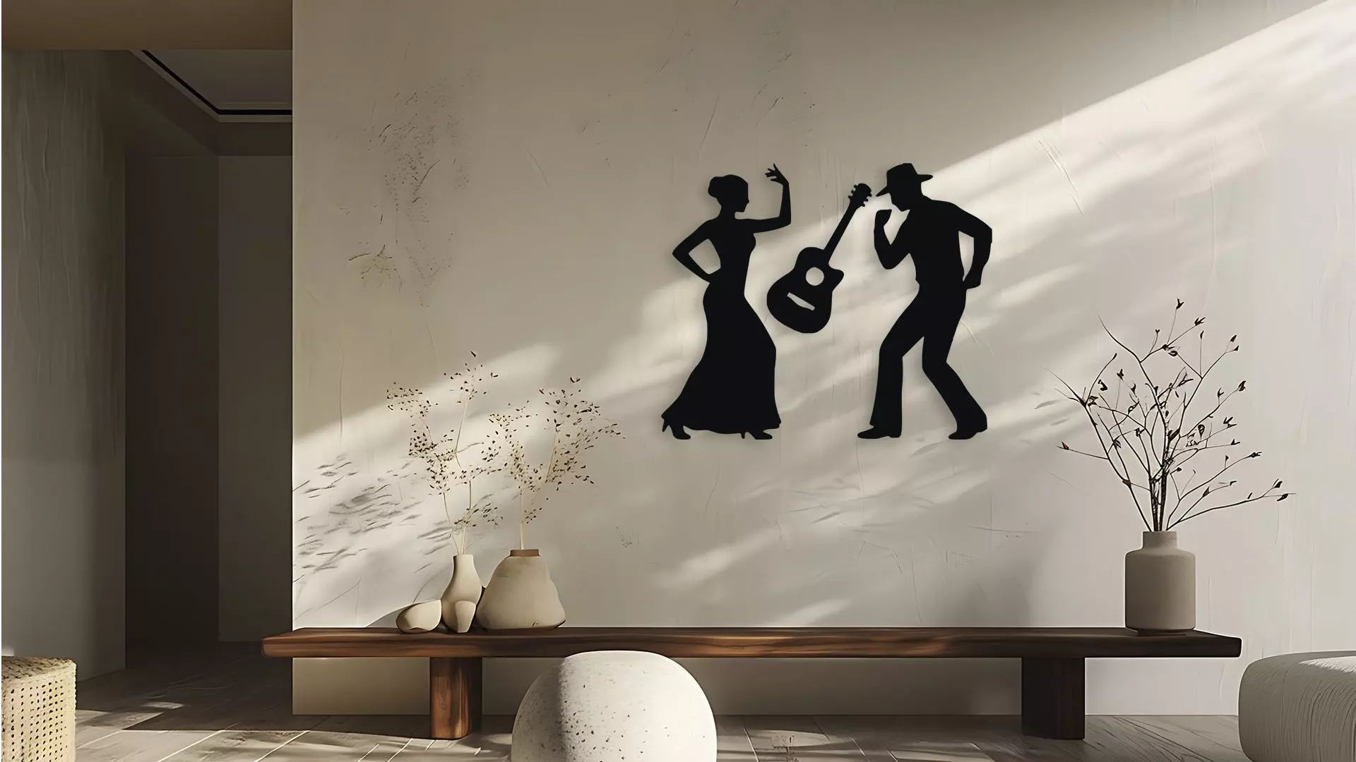 Flamenco Dance Music Guitar Wall Art Silhouette 3D model