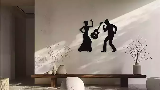 Flamenco Dance Music Guitar Wall Art Silhouette