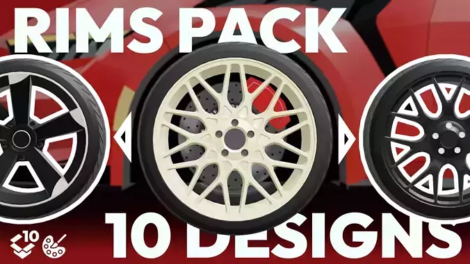 Car Rims Pack - Low poly Low-poly 3D model