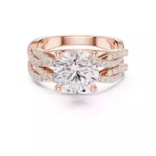 Round Cut Diamond Twisted Shank Wedding Ring Set 3DM STL Video