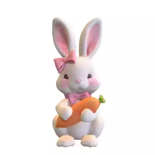 Pack Cartoon Rabbits with Carrots Low-poly 3D model