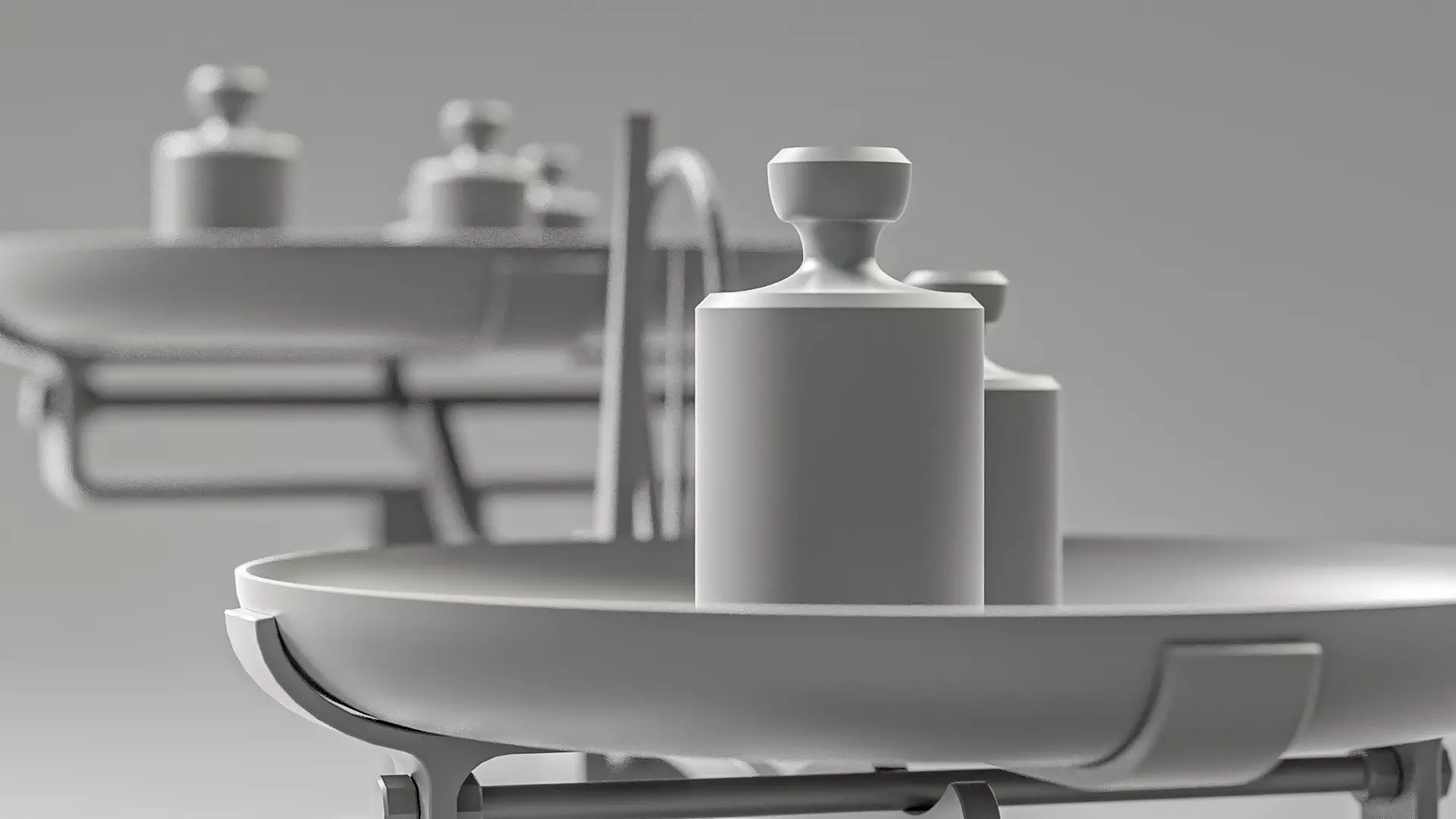 Vintage Weighing Scale with Weights 3D model_23