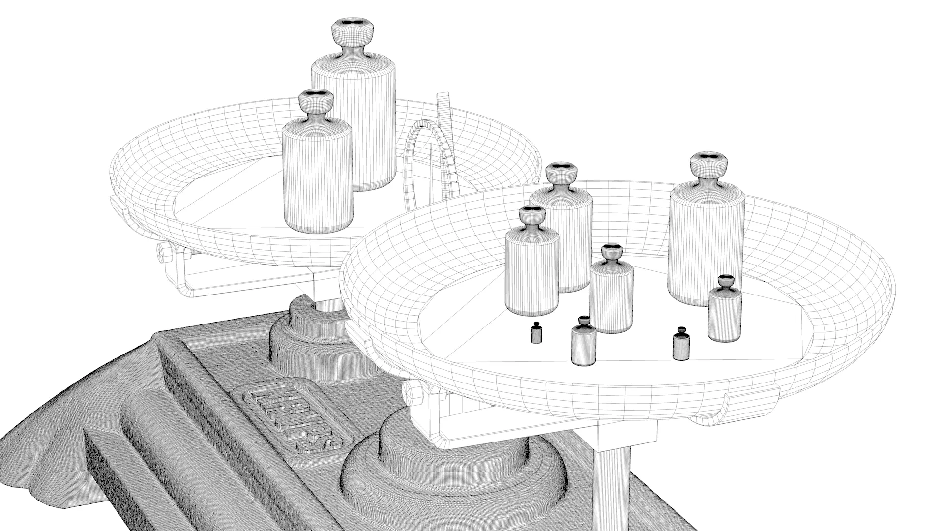 Vintage Weighing Scale with Weights 3D model_28