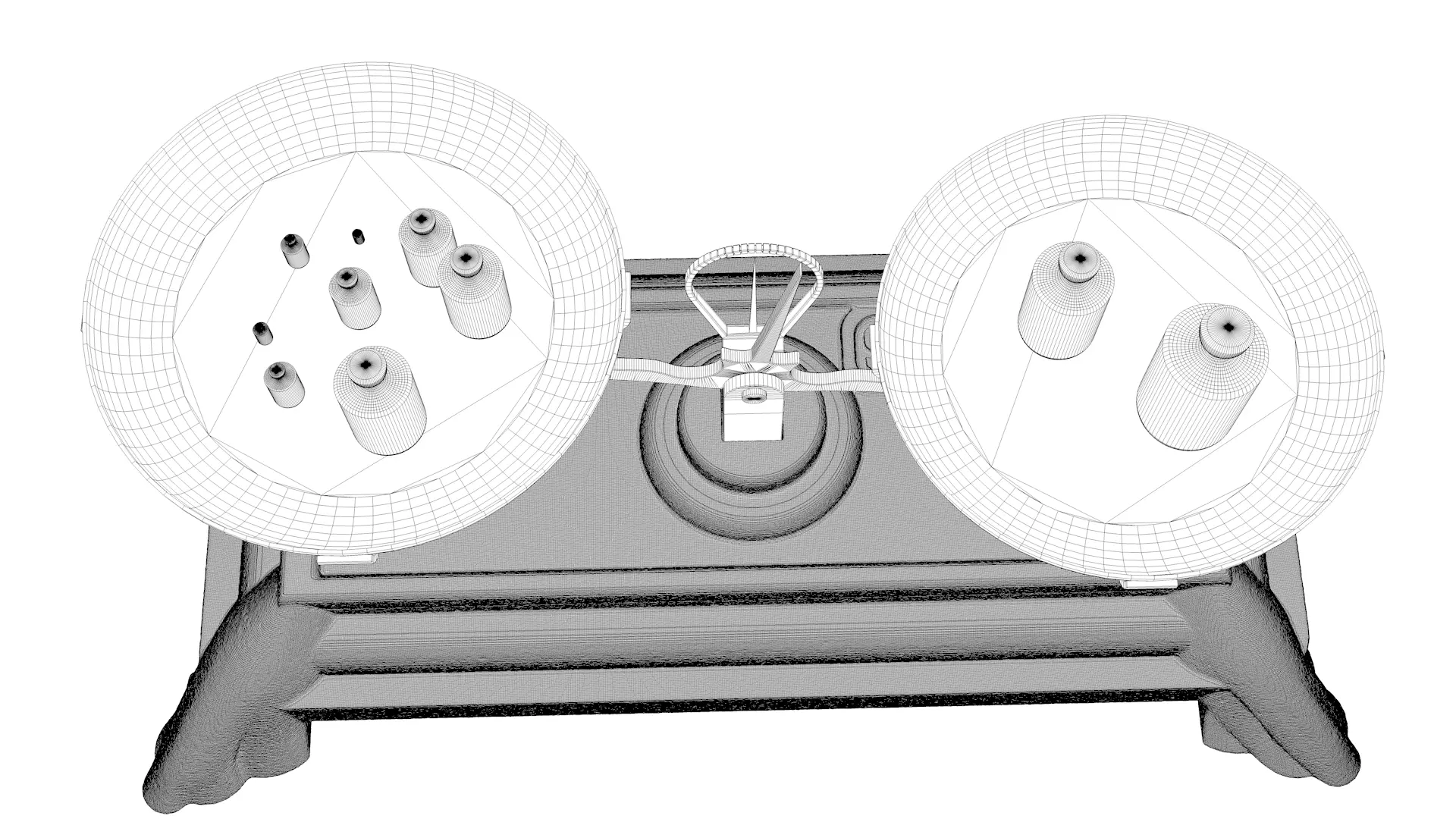 Vintage Weighing Scale with Weights 3D model_35