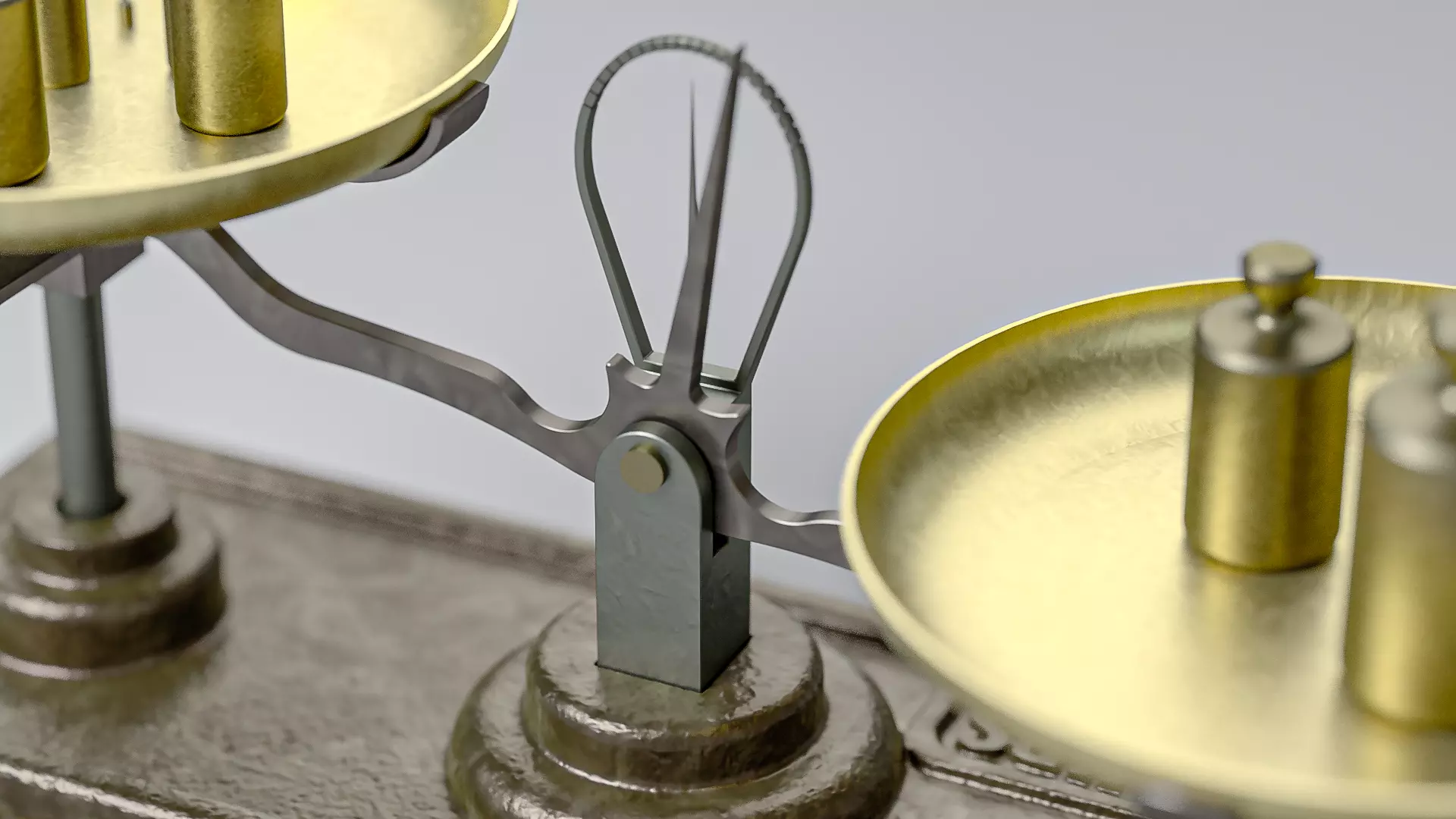 Vintage Weighing Scale with Weights 3D model_8