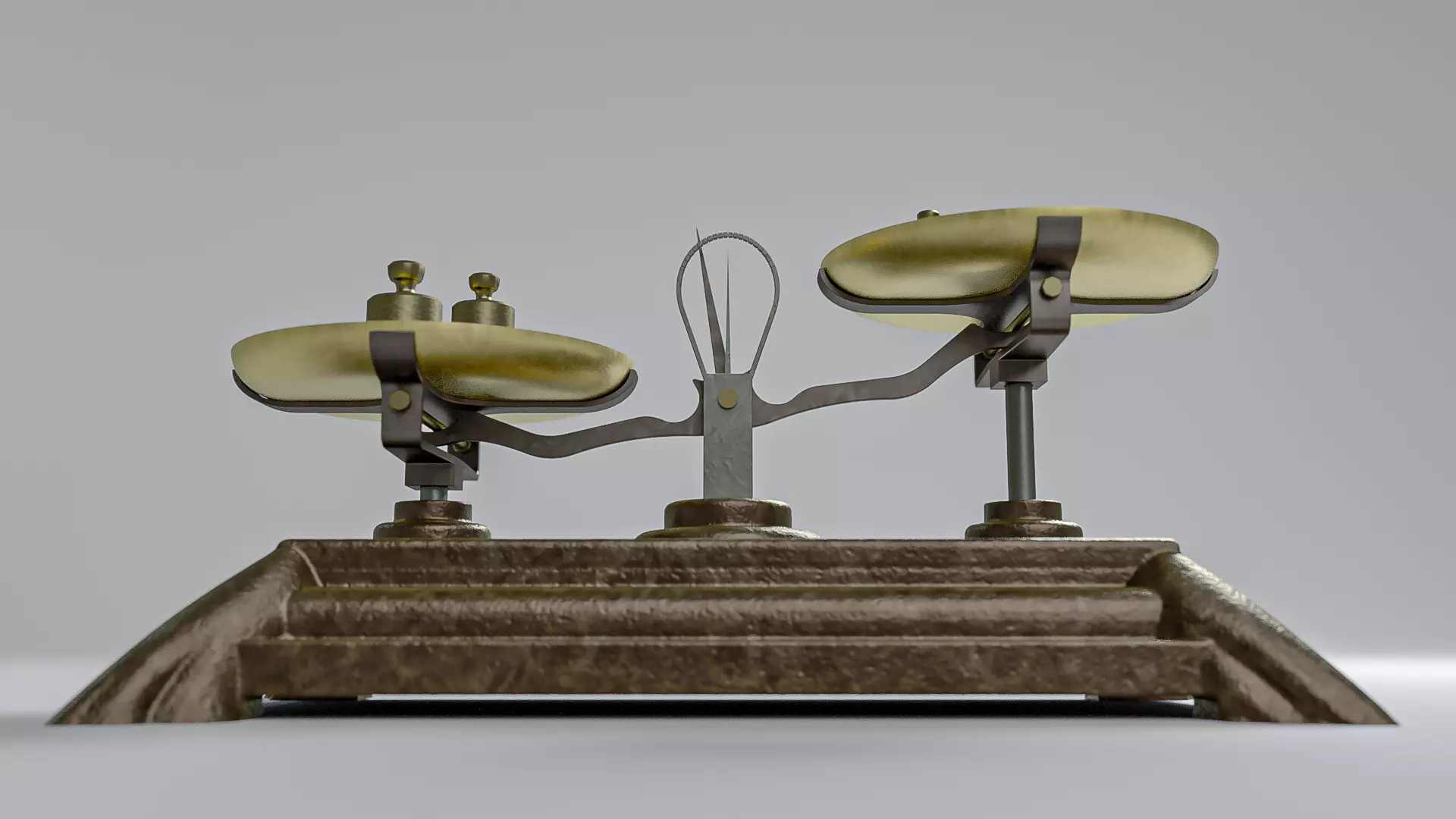 Vintage Weighing Scale with Weights 3D model_4