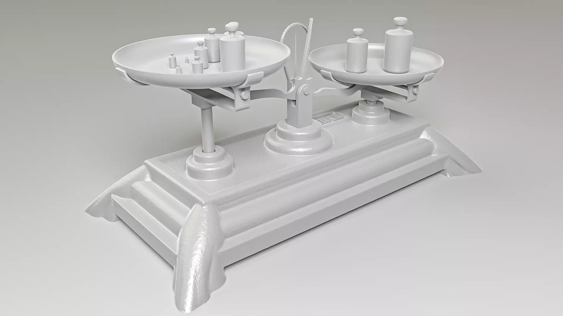 Vintage Weighing Scale with Weights 3D model_14