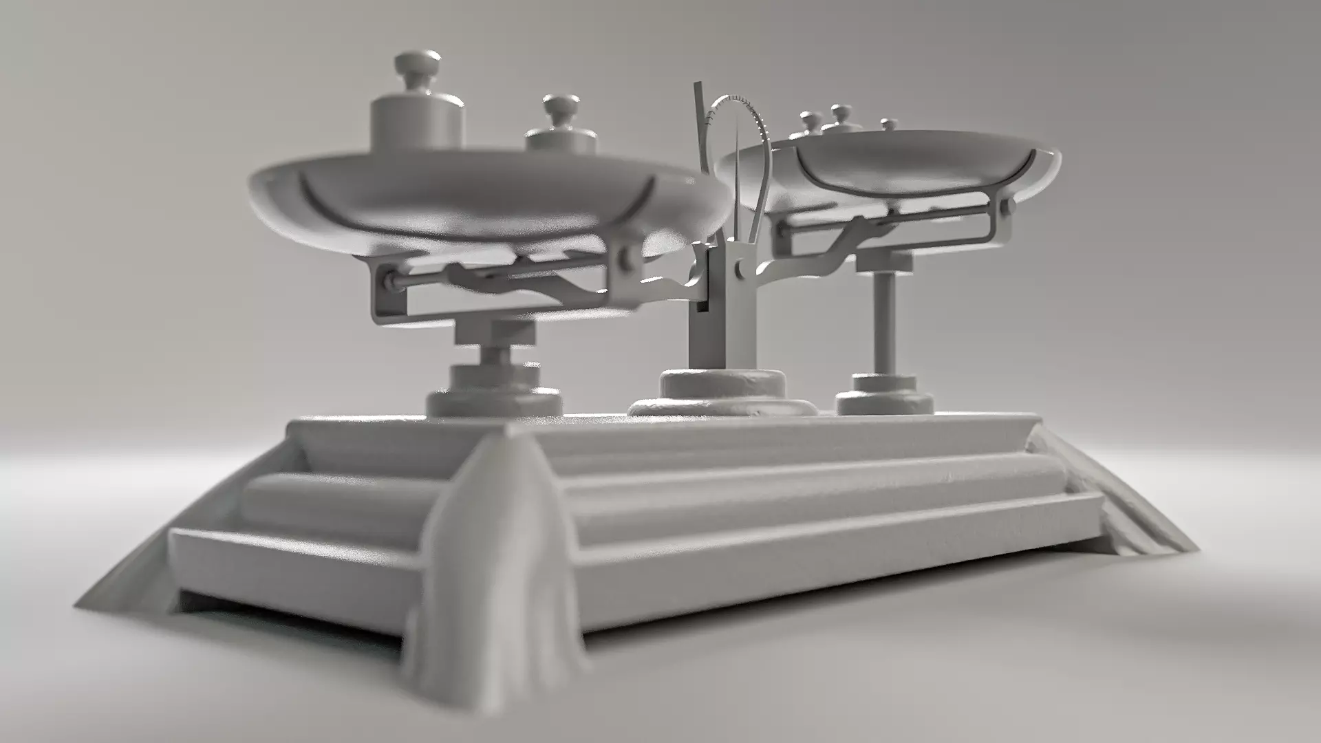 Vintage Weighing Scale with Weights 3D model_15