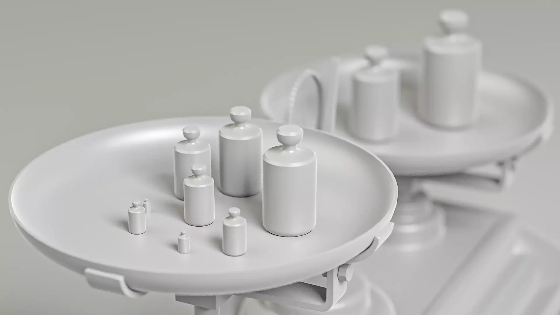 Vintage Weighing Scale with Weights 3D model_18