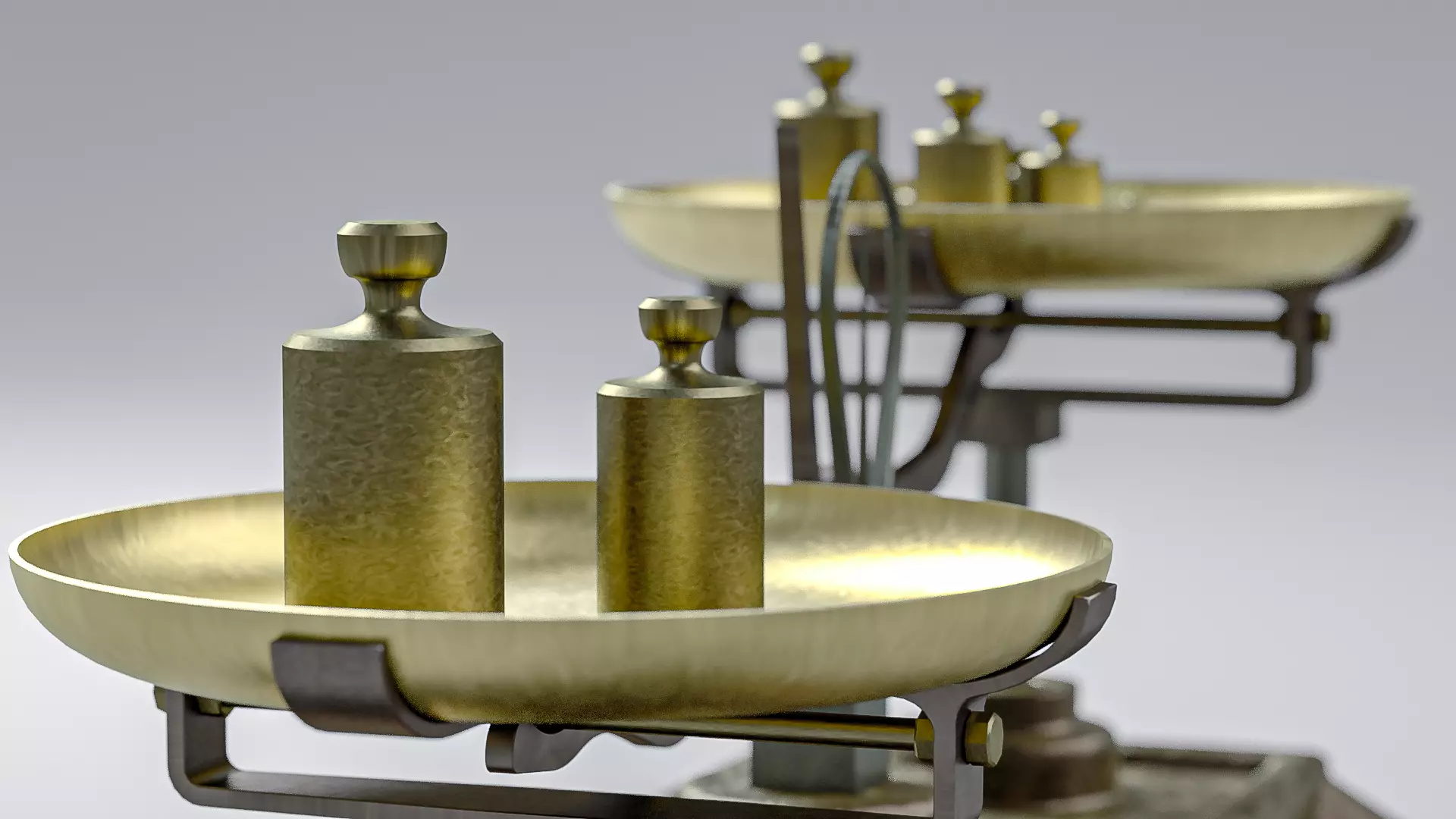 Vintage Weighing Scale with Weights 3D model_11