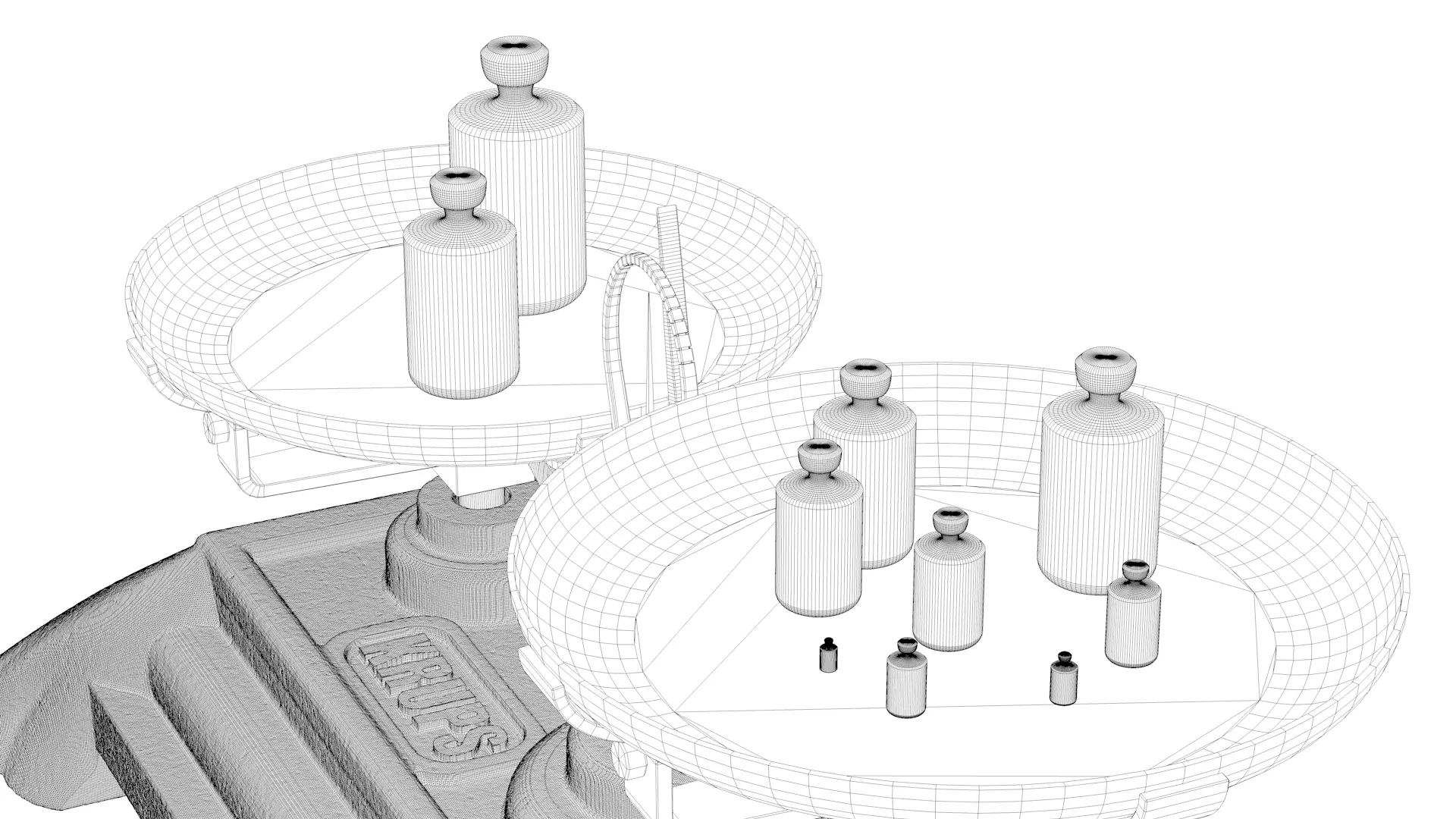 Vintage Weighing Scale with Weights 3D model_38