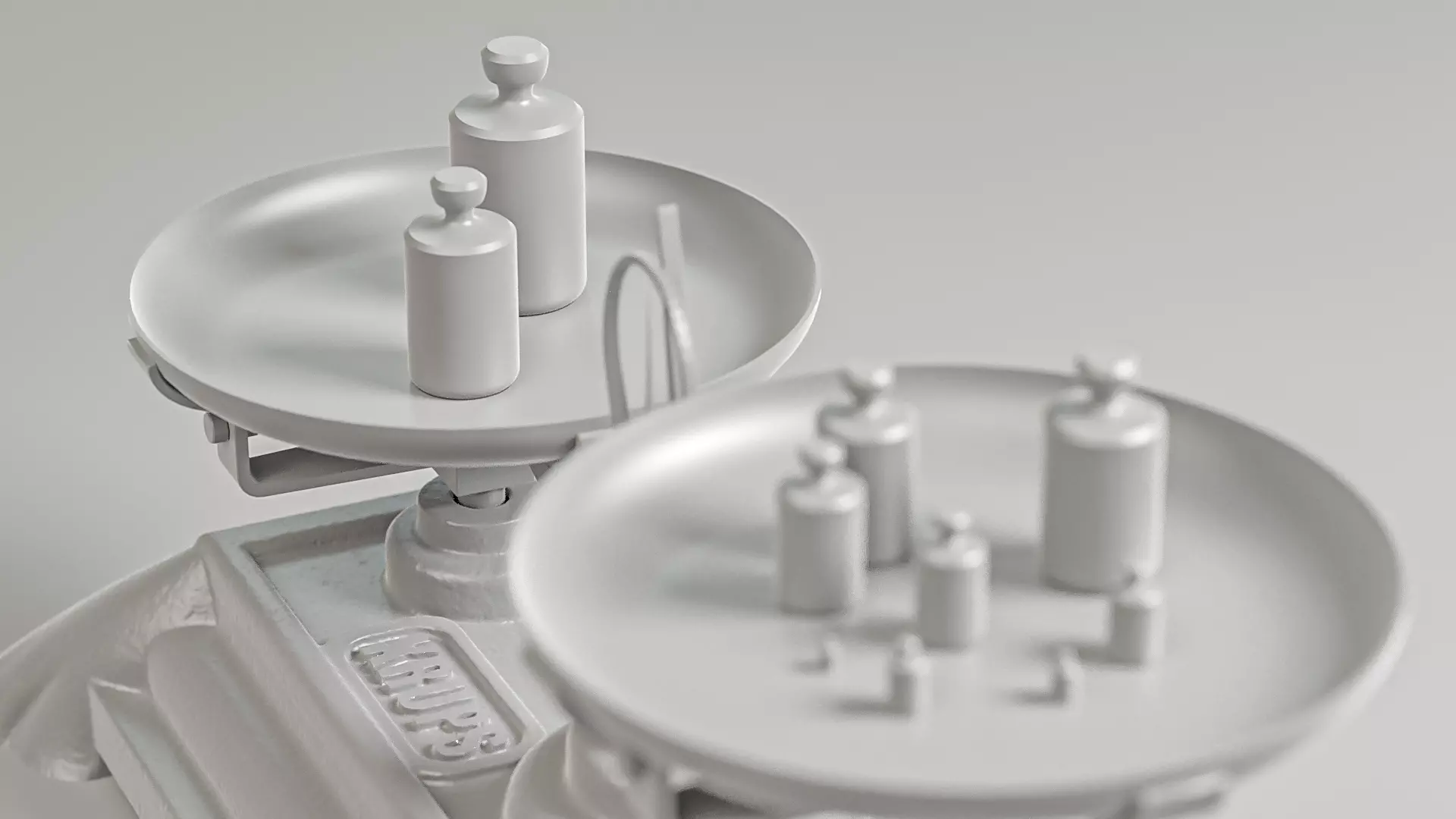 Vintage Weighing Scale with Weights 3D model_24