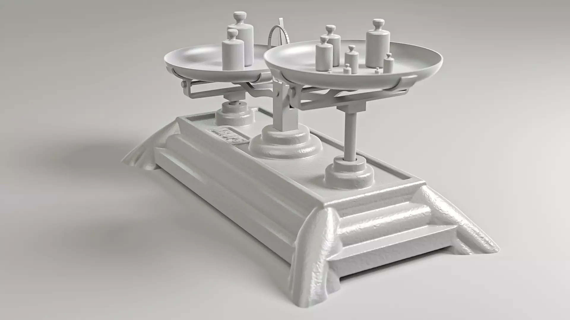 Vintage Weighing Scale with Weights 3D model_17