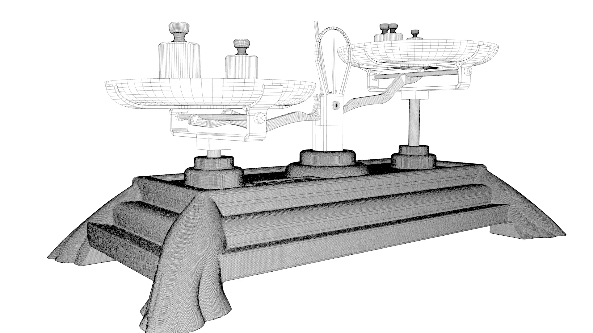 Vintage Weighing Scale with Weights 3D model_25