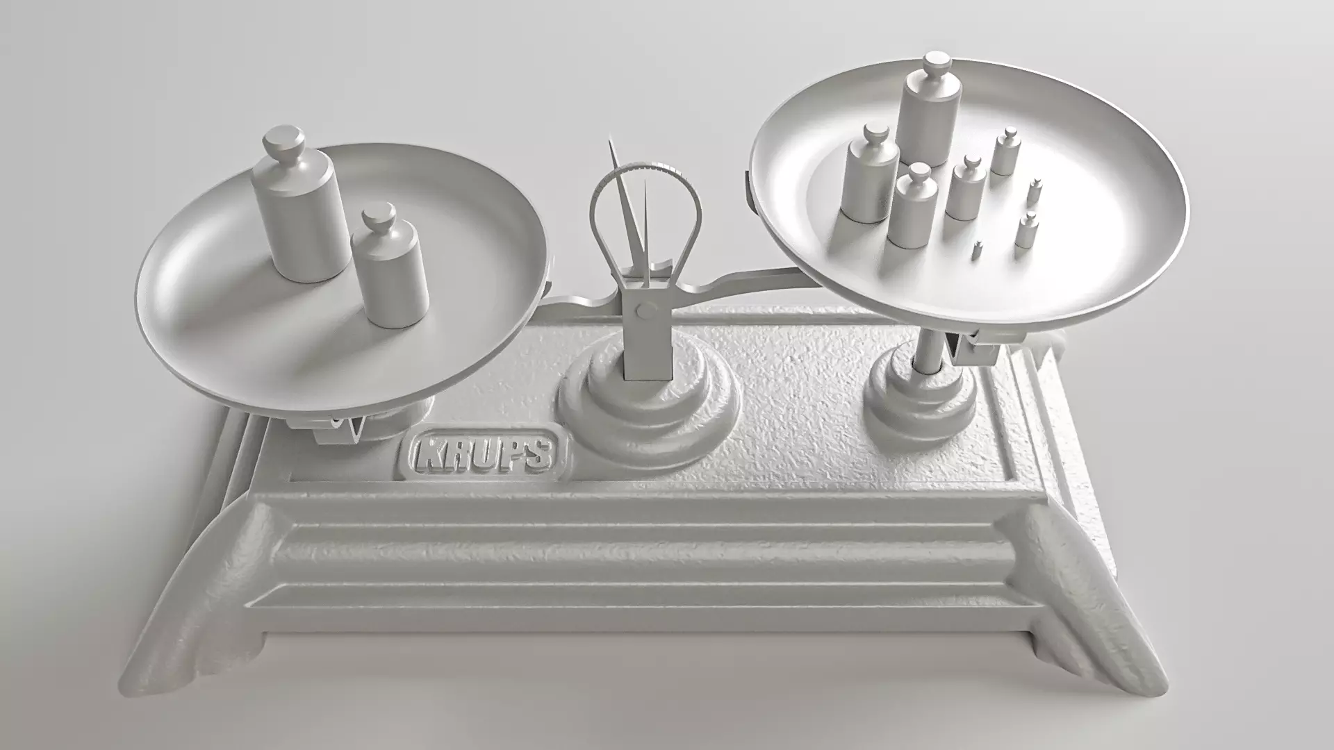 Vintage Weighing Scale with Weights 3D model_13