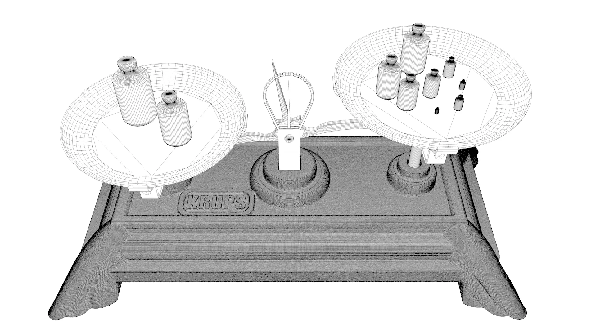 Vintage Weighing Scale with Weights 3D model_32