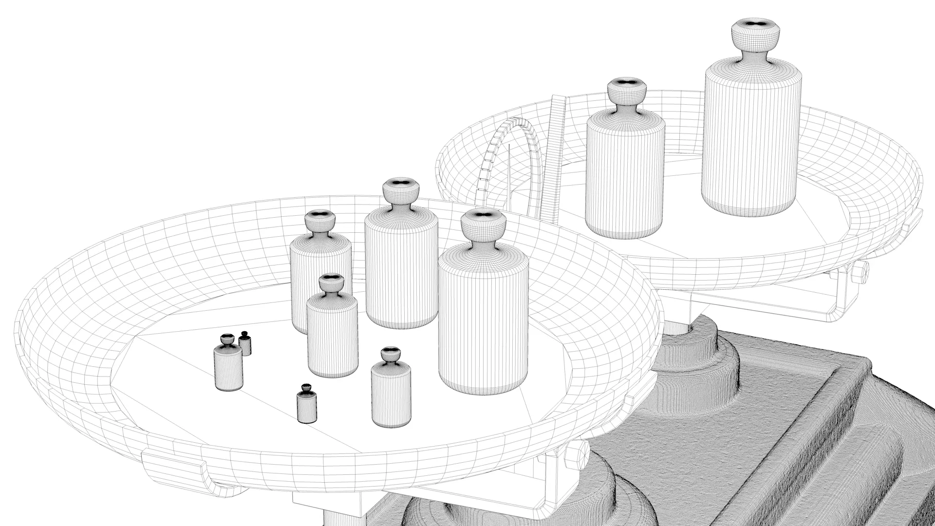 Vintage Weighing Scale with Weights 3D model_36