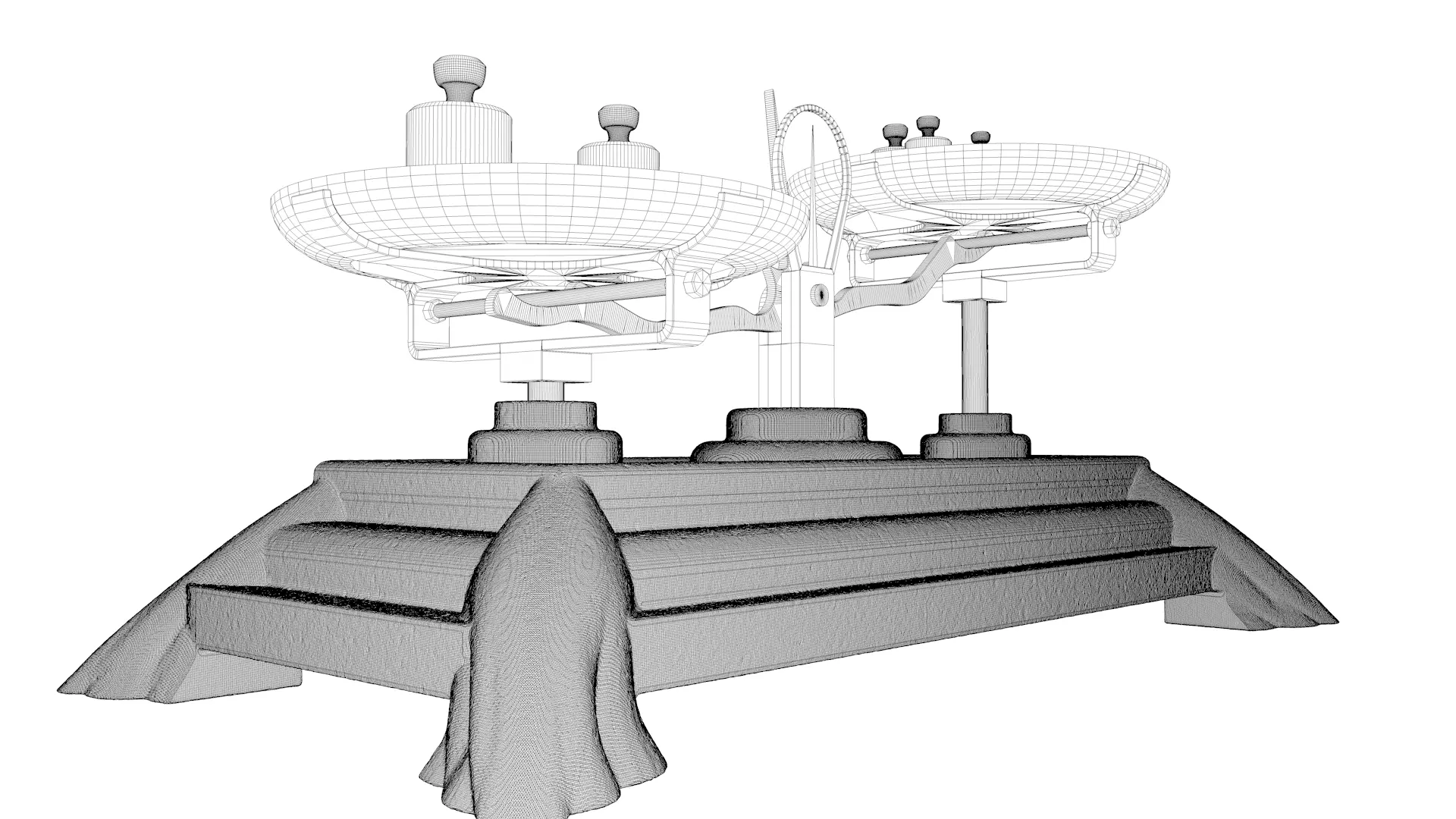 Vintage Weighing Scale with Weights 3D model_34