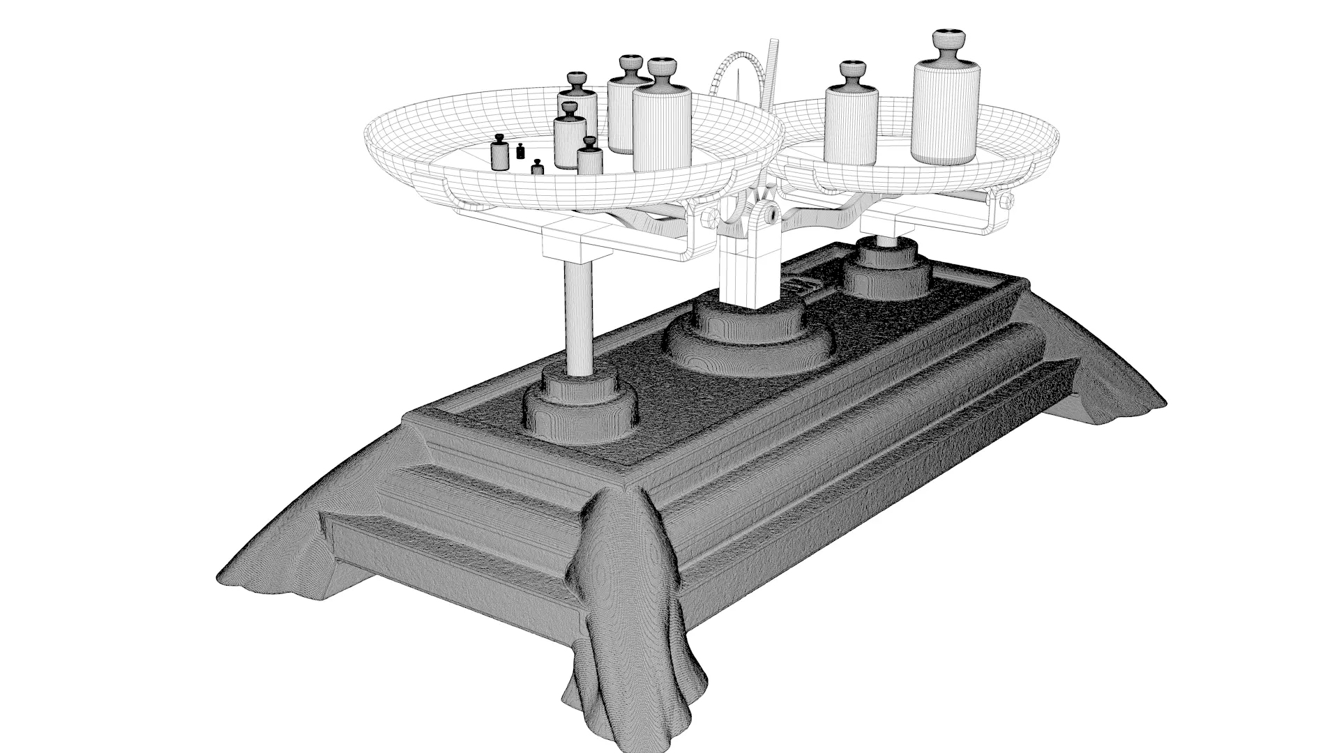 Vintage Weighing Scale with Weights 3D model_27