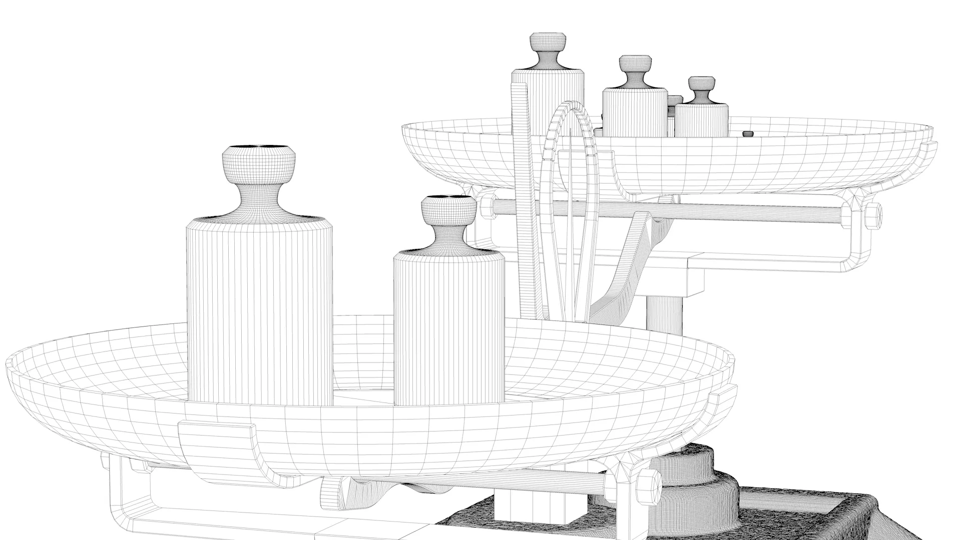 Vintage Weighing Scale with Weights 3D model_31