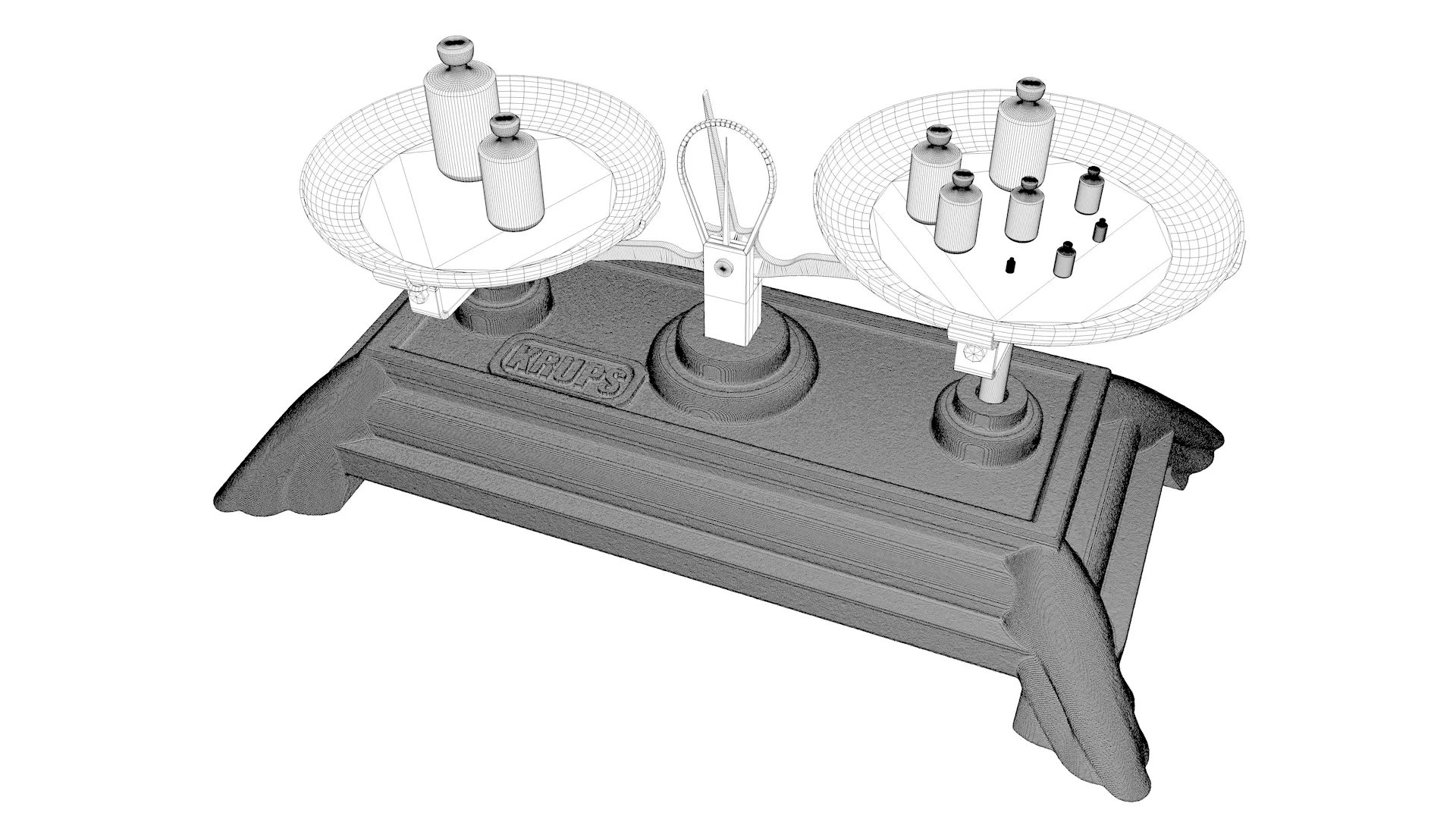 Vintage Weighing Scale with Weights 3D model_26
