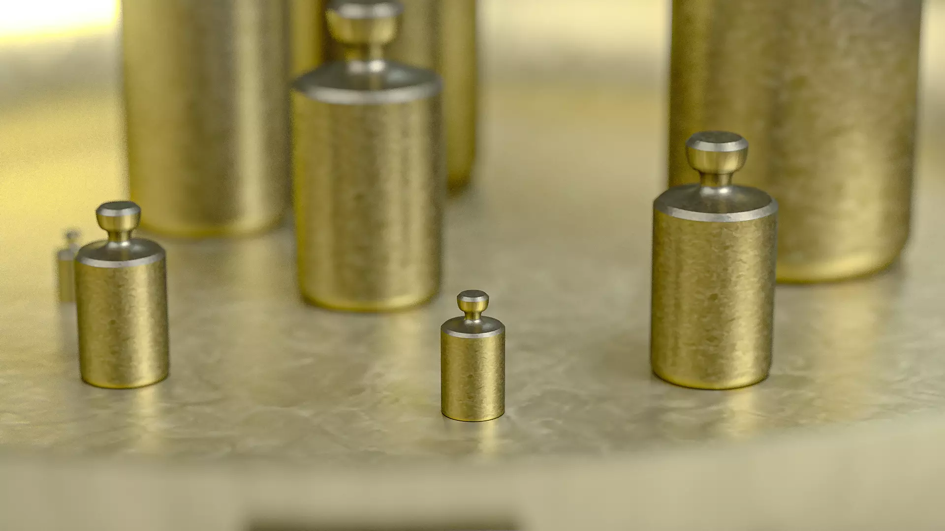 Vintage Weighing Scale with Weights 3D model_10