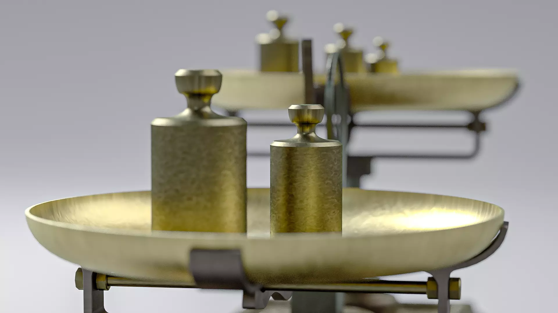 Vintage Weighing Scale with Weights 3D model_7