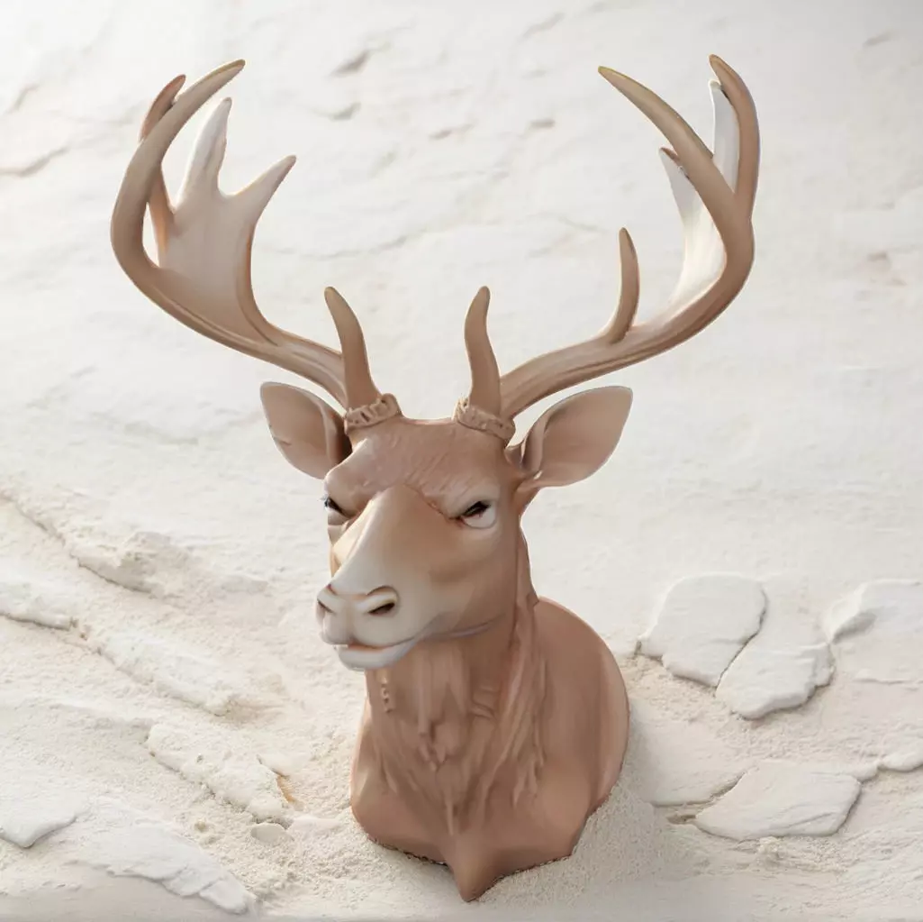 Deer Bust 3D Model - STL Printable Wildlife Animal 3D print model_0