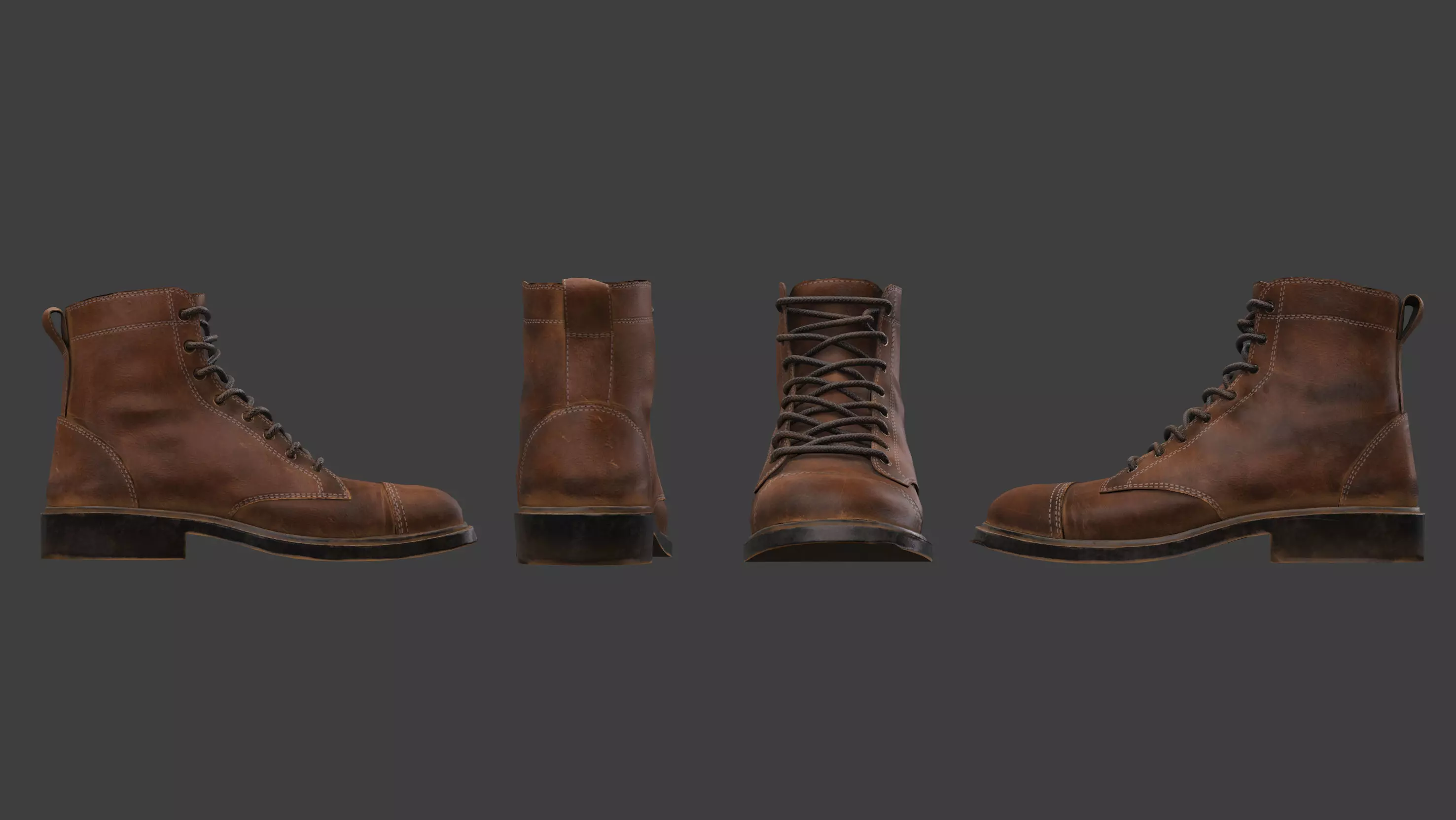Realistic Leather Boot 3D Model Low-poly 3D model_2