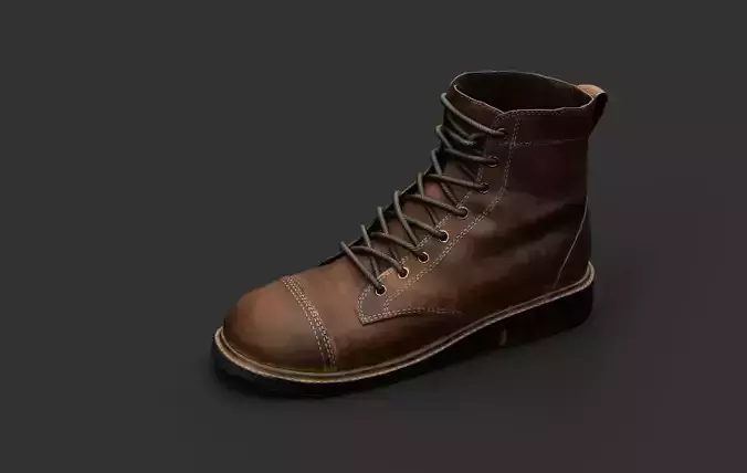 Realistic Leather Boot 3D Model  