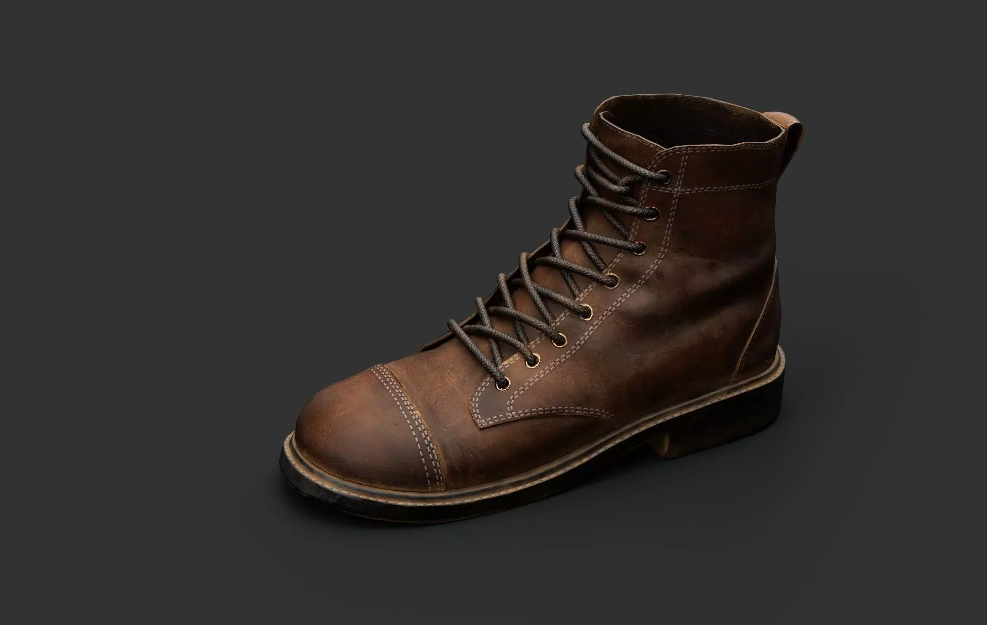 Realistic Leather Boot 3D Model Low-poly 3D model_0
