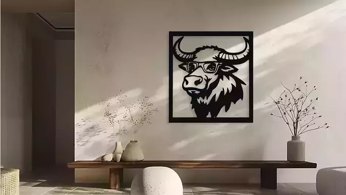 Buffalo with Glasses Wall Decor Art