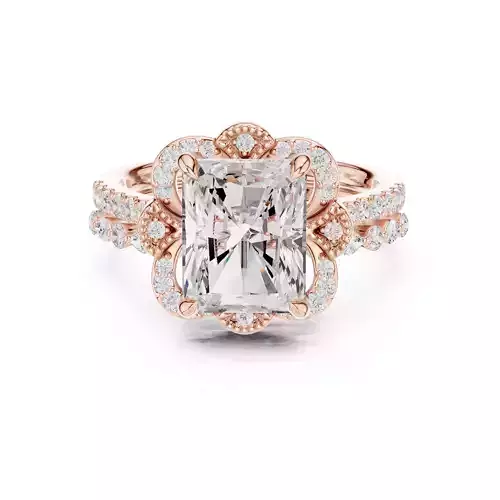 Radiant Cut Diamond Marquise Wedding Ring Set 3DM STL Video