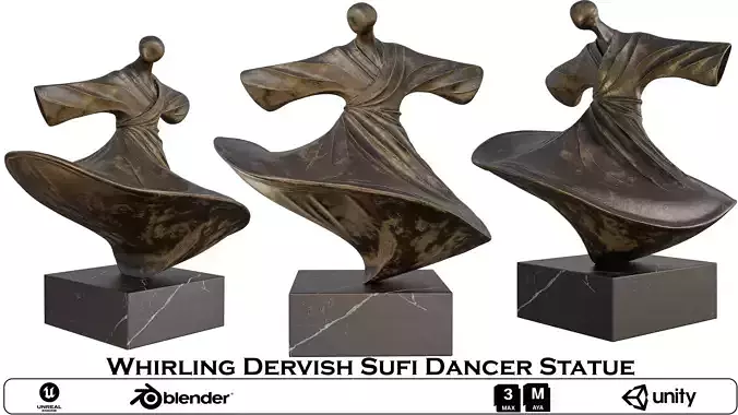 Whirling Dervish Sufi Dancer Statue Low-poly 3D model