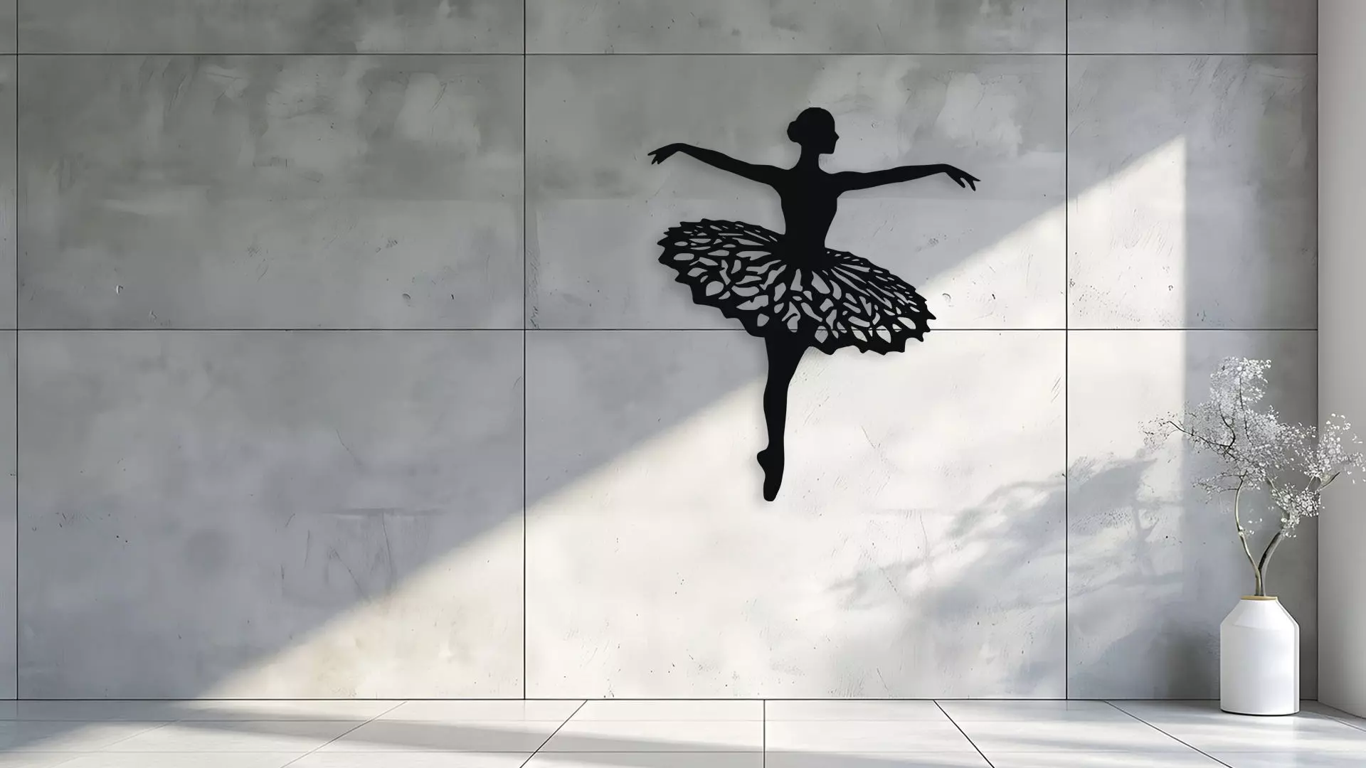 Ballerina Dancer Wall Decor Art Silhouette 3D model_1