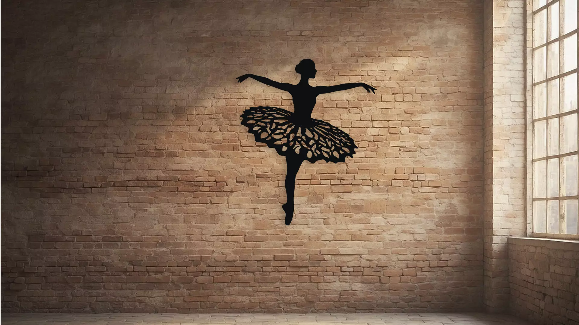 Ballerina Dancer Wall Decor Art Silhouette 3D model_2