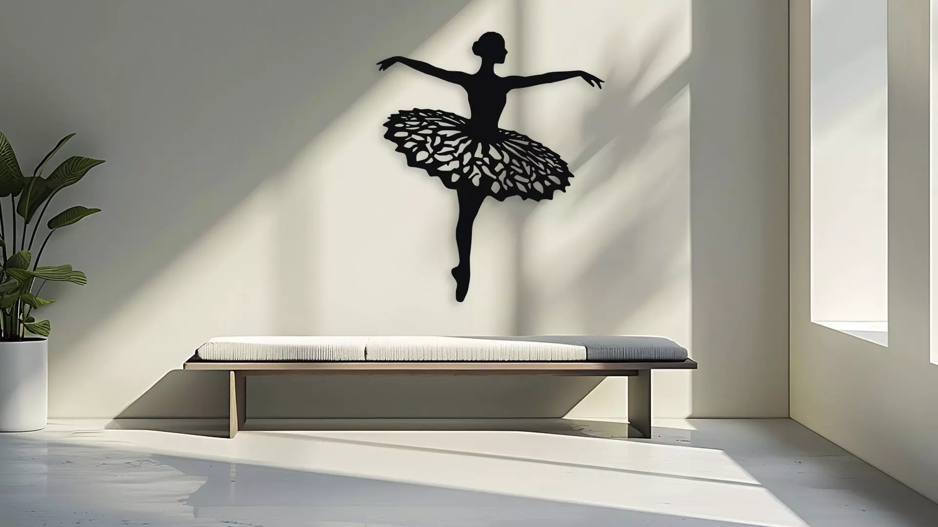 Ballerina Dancer Wall Decor Art Silhouette 3D model_3