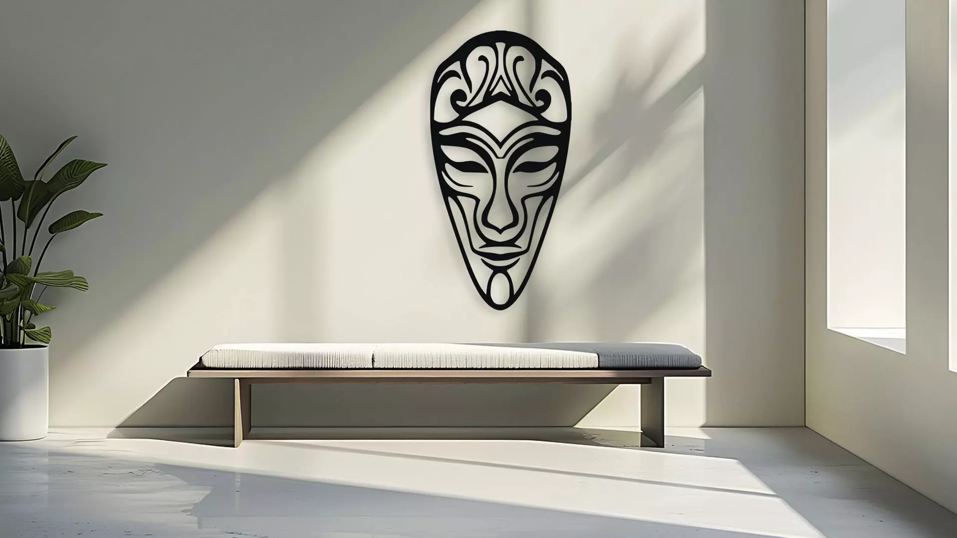 Tribal Face Mask Wall Decor Art Vector 3D Print File 3D model_3