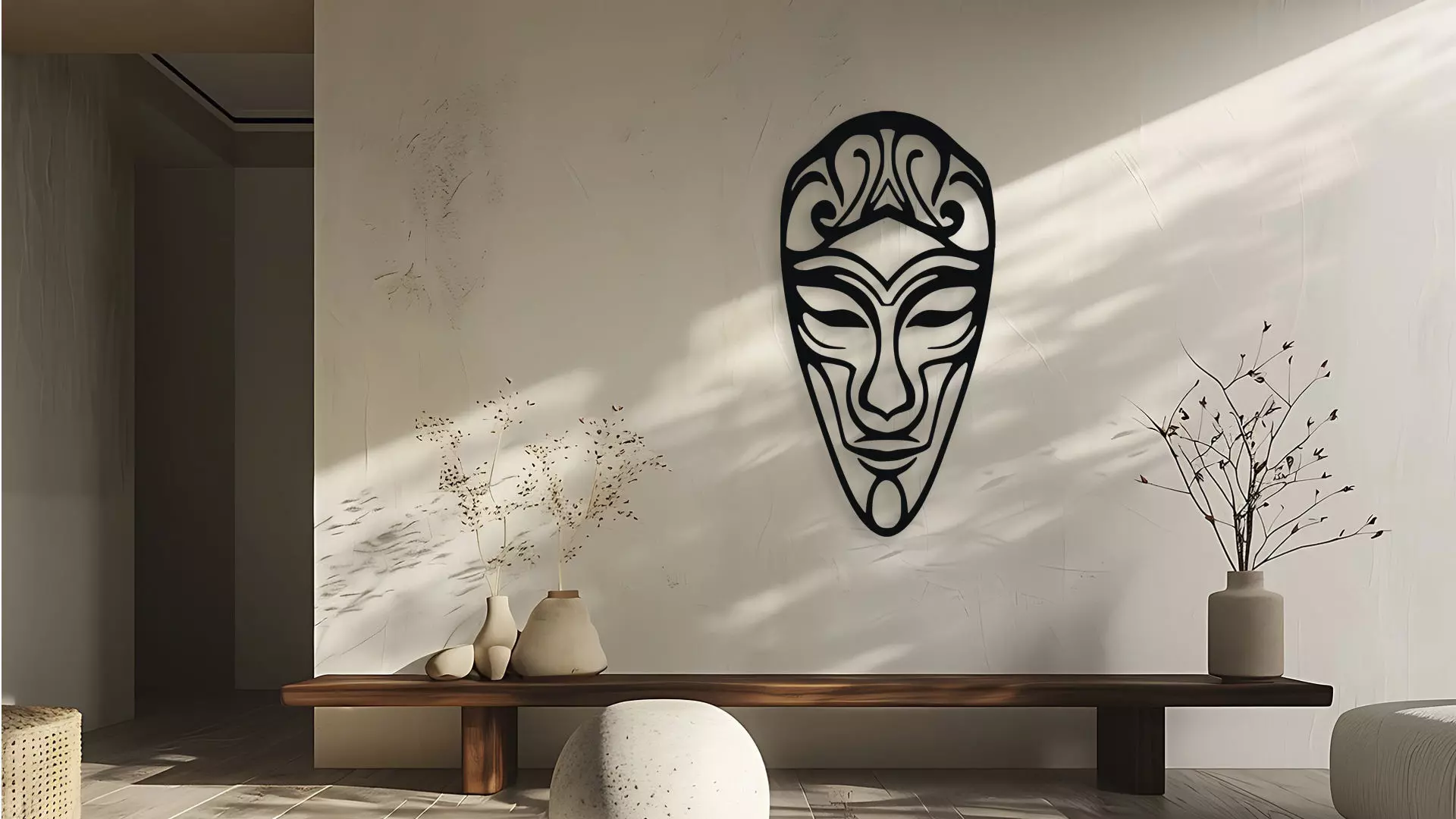 Tribal Face Mask Wall Decor Art Vector 3D Print File 3D model_0