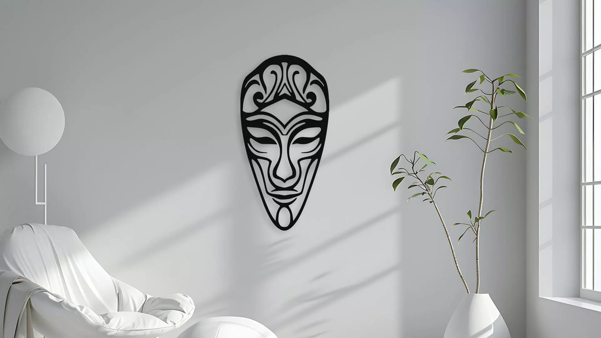 Tribal Face Mask Wall Decor Art Vector 3D Print File 3D model_4