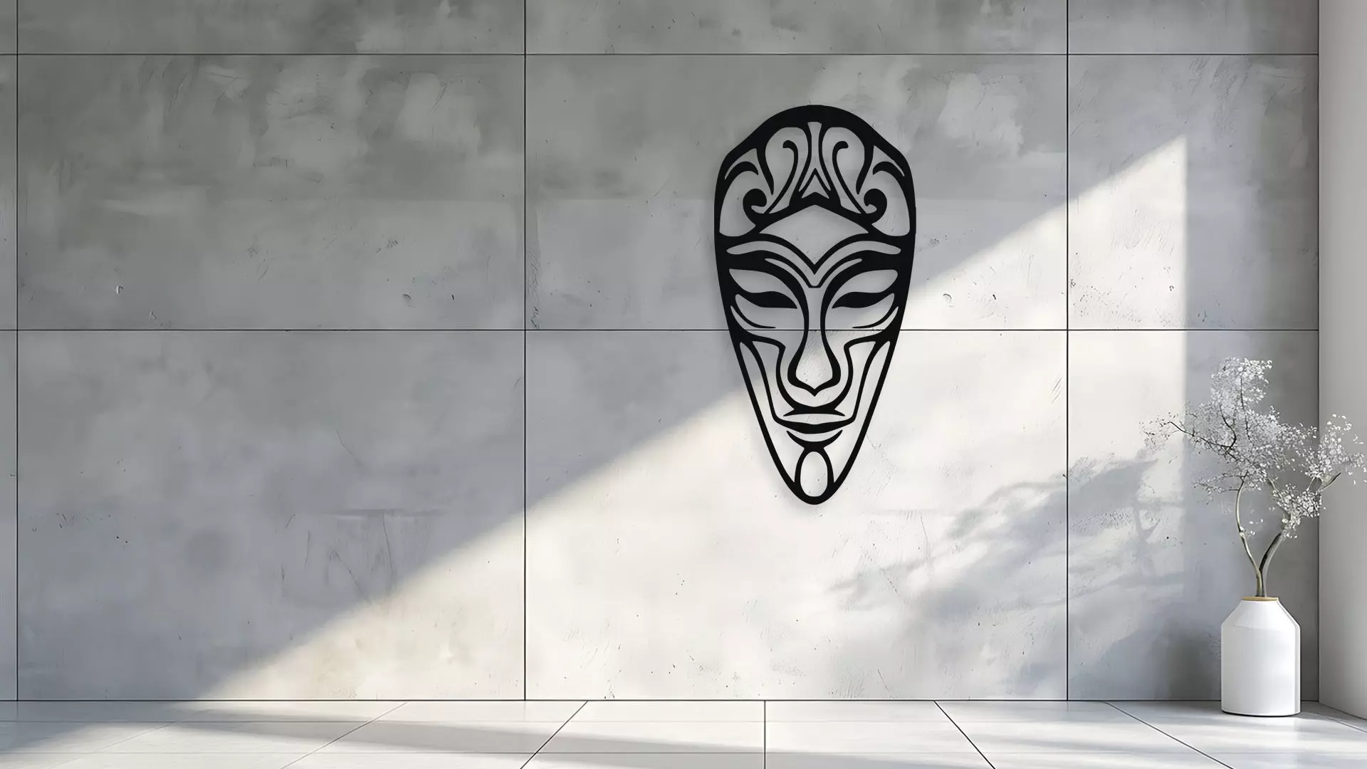 Tribal Face Mask Wall Decor Art Vector 3D Print File 3D model_1