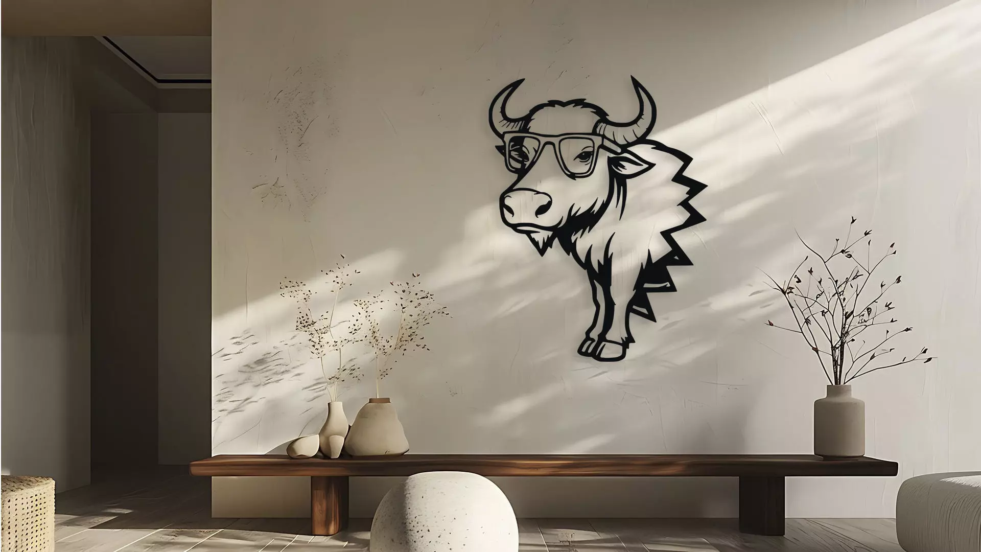 Hipster Buffalo with Glasses Wall Art 3D model