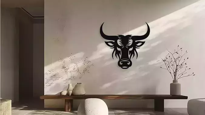 Bull Head Silhouette Wall Art