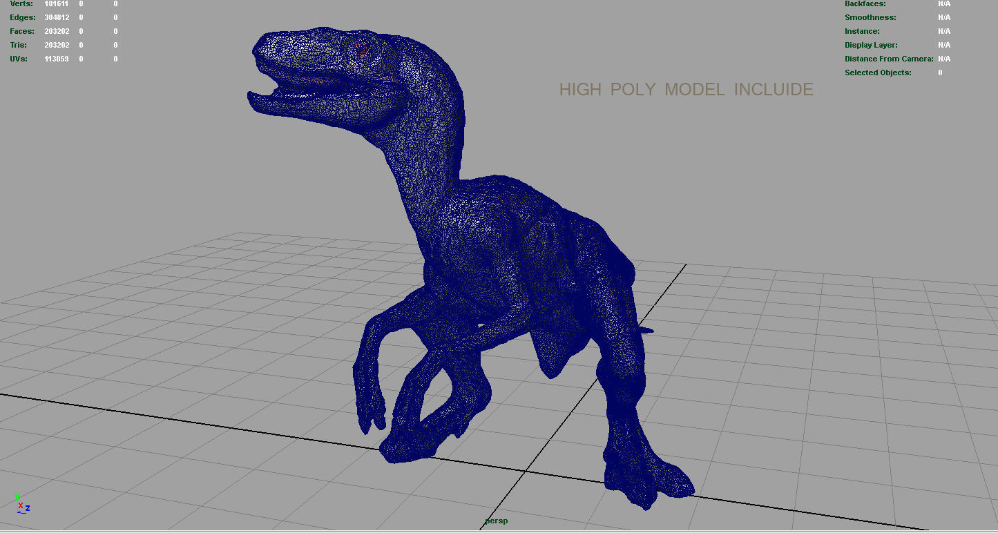 Velociraptor dinosaur Low-poly 3D model_4